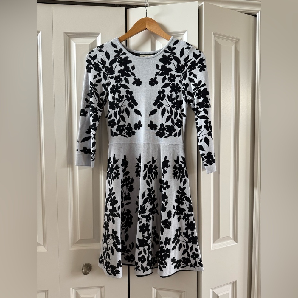 Eliza J Black and Light Blue Knit Top